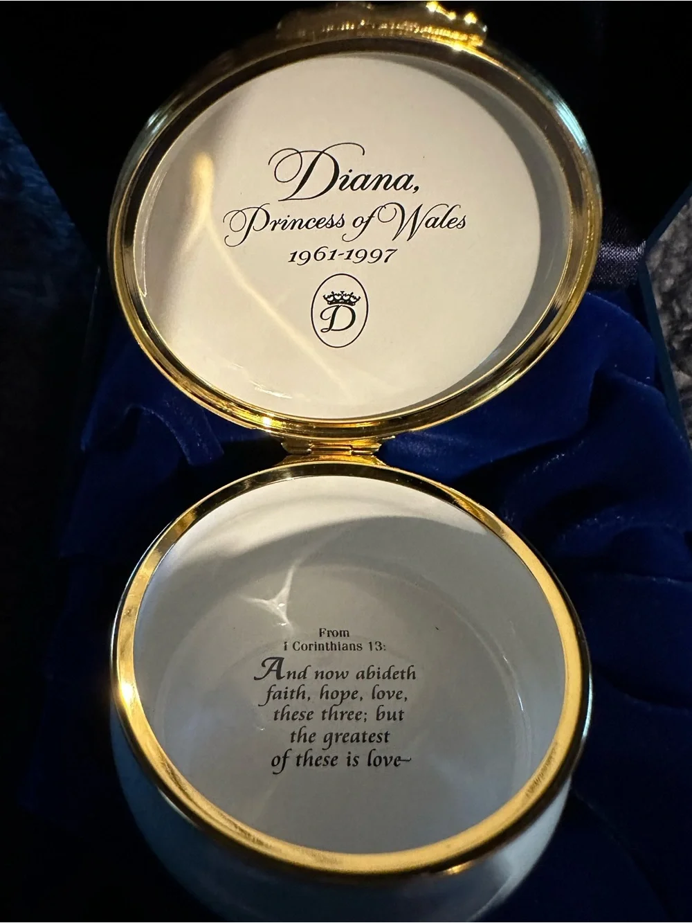 Halcyon Days Blue Enamel Decorative Box Commemorative Diana, Princess of Wales